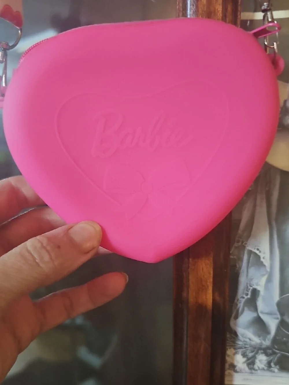 Barbie Hot Pink Heart Crossbody Bag with Bow Detail